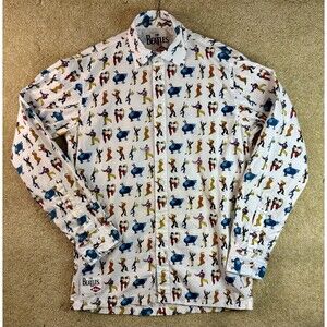 HTF Lee Cooper Y2K Beatles Button Down Shirt Yellow Submarine All Over Print Sm.